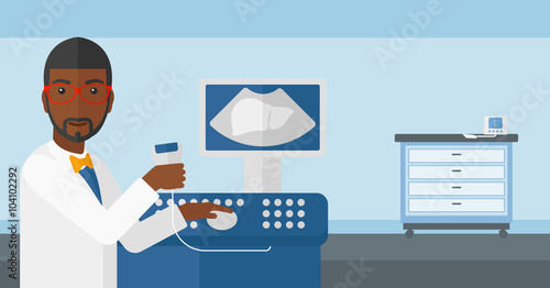Male ultrasound specialist.