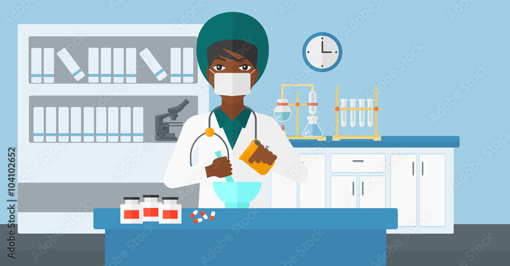 Pharmacist preparing medicine.