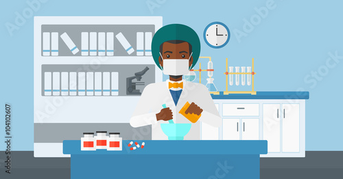 Pharmacist preparing medicine.