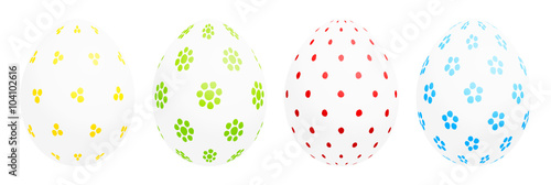Set 4 White Easter Eggs Color Dots
