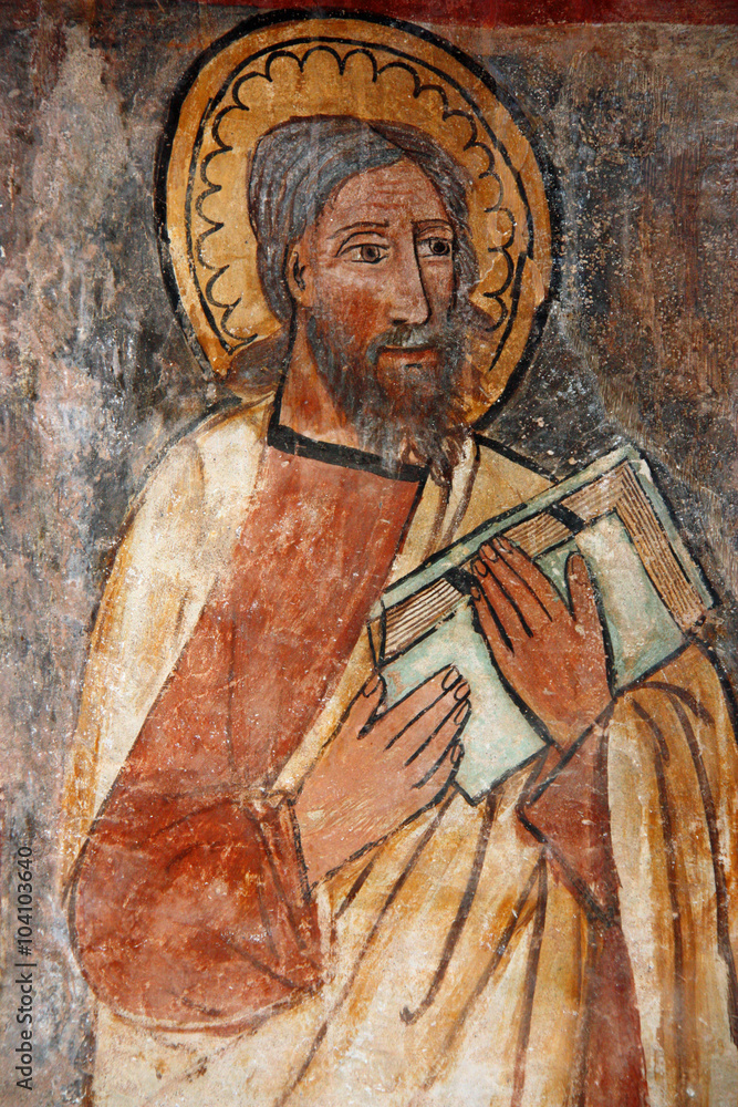 Corse, détail des fresques de la chapelle romane San-Nicolao à Sermano