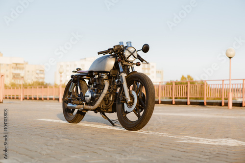 Photo Silver vintage custom motorcycle cafe racer