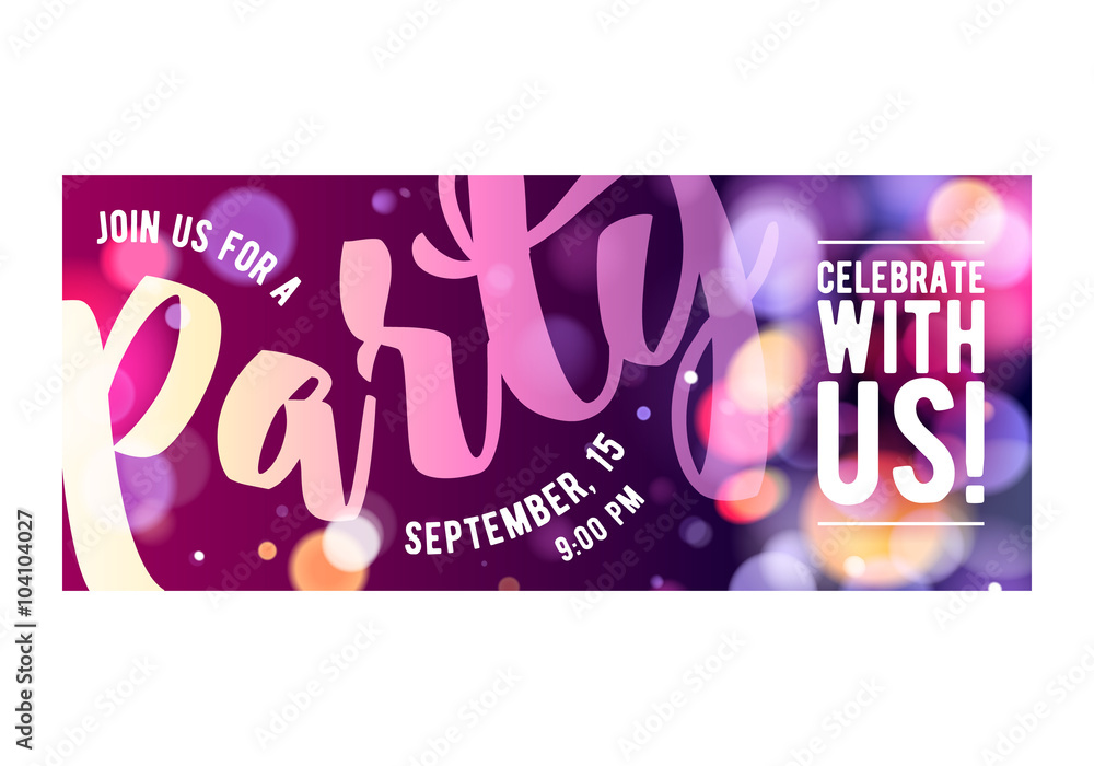 Party invitation card colorful design template. - obrazy, fototapety, plakaty 