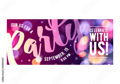 Party invitation card colorful design template.