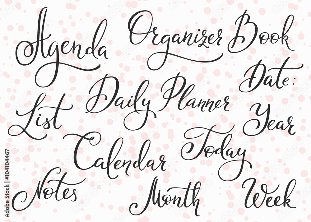 Agenda Calendar title lettering set