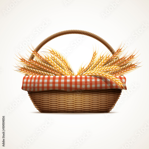 Wheat in wicker basket