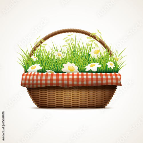 Spring in wicker basket