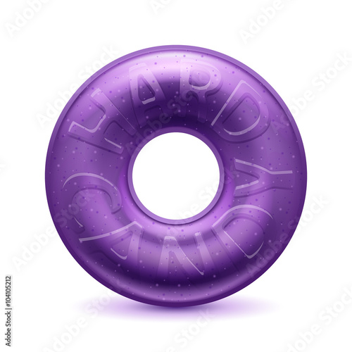Round purple hard candy realistic illustration.
