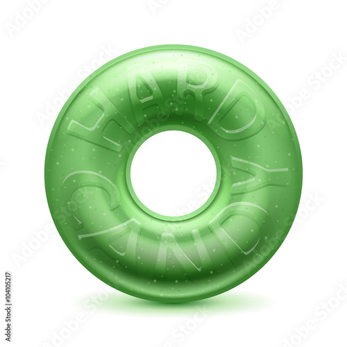 Round green hard candy realistic illustration.