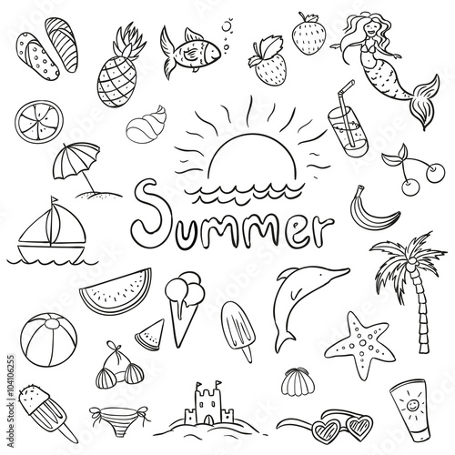 Vector Illustration of Various Summer Doodles