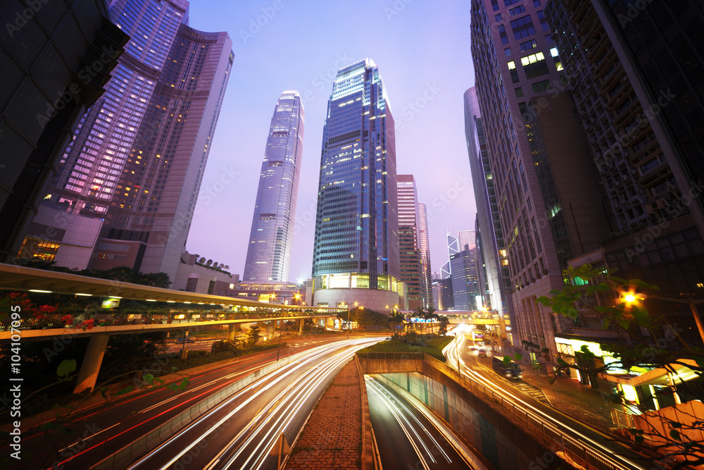 Fototapeta premium traffic in Hong Kong at sunset time