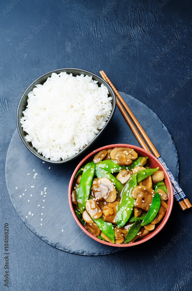 Snap peas Mushrooms Stir Fry