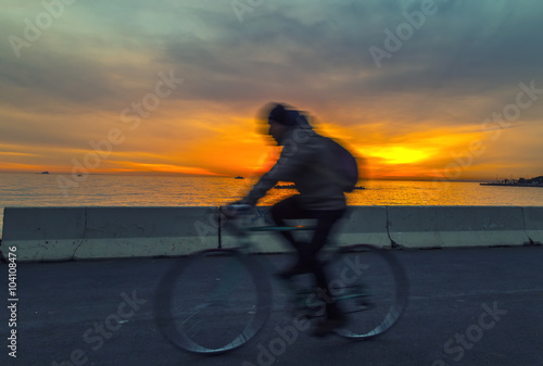 silhouette of cyclist © Solidasrock