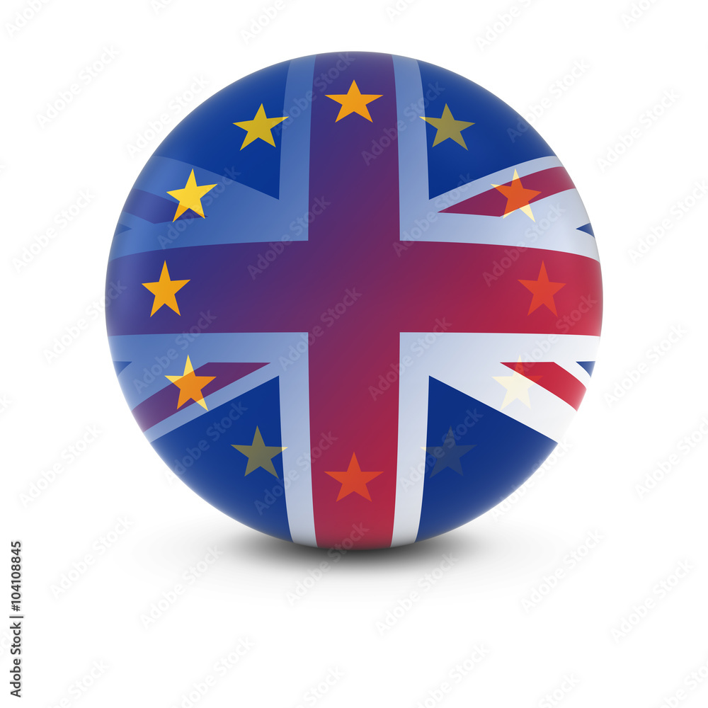 Obraz premium British and European Flag Ball - Fading Flags of the UK and the EU