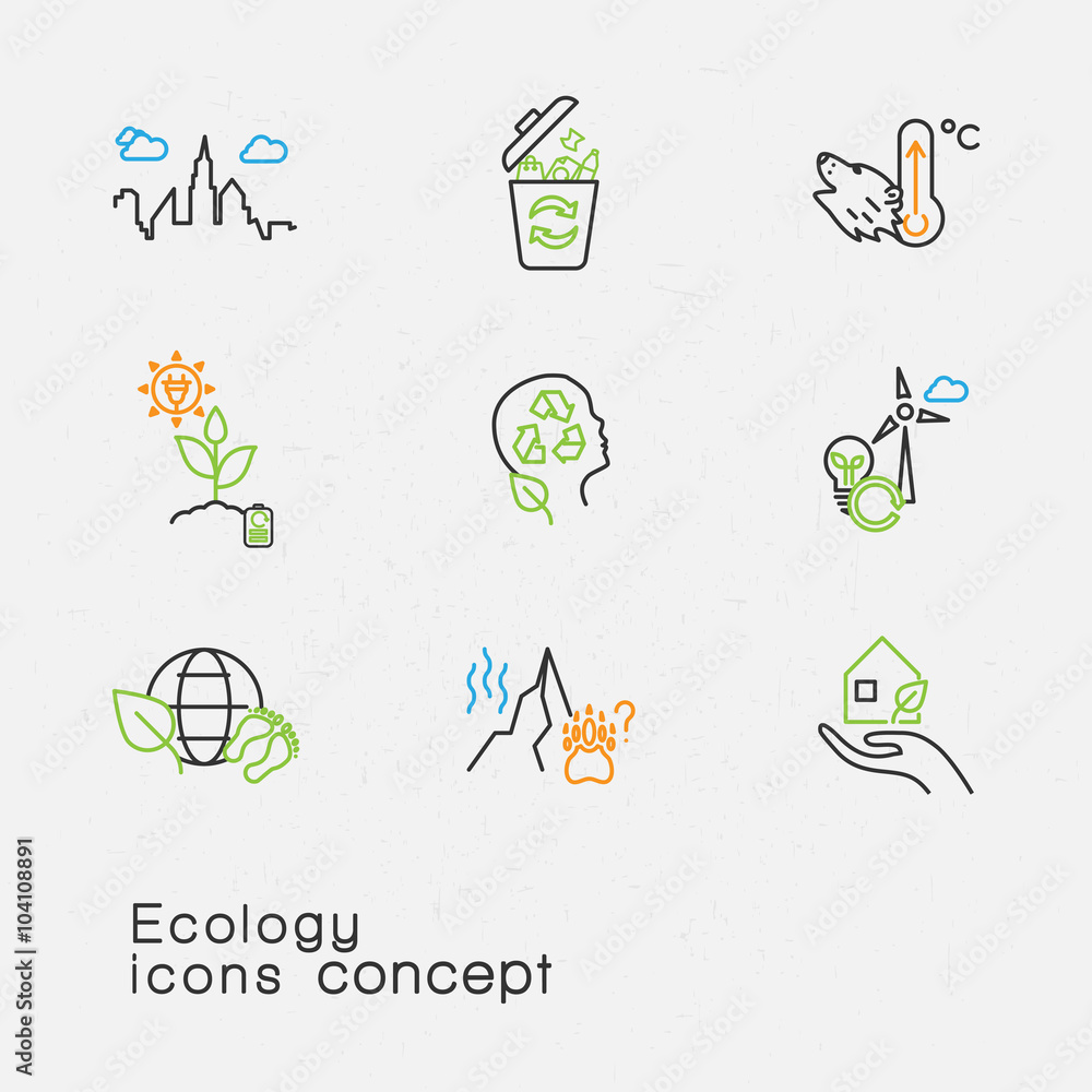 Modern thin line icons set of renewable energy, green technology, green ...