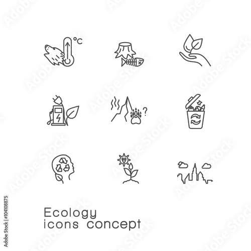 Modern thin line icons set of renewable energy, green technology