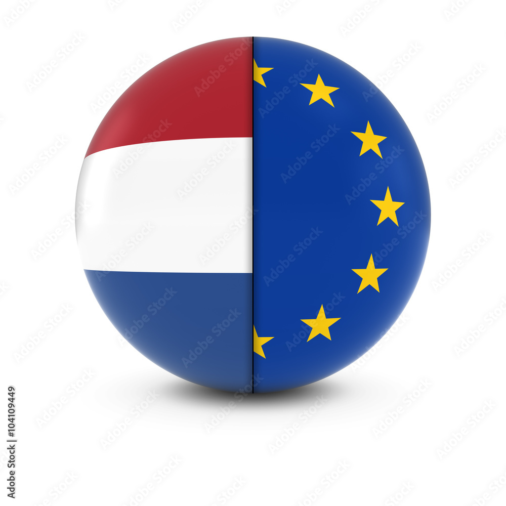Dutch and European Flag Ball - Split Flags of the Netherlands and the EU Dutch and European Flag Ball - Split Flags of the Netherlands and the EU