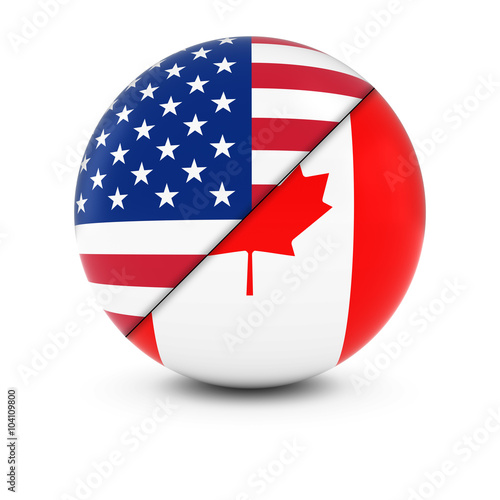 American and Canadian Flag Ball - Split Flags of the USA and Canada