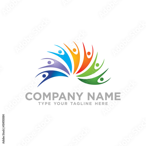 Social Network Team Partners Friends logo design vector