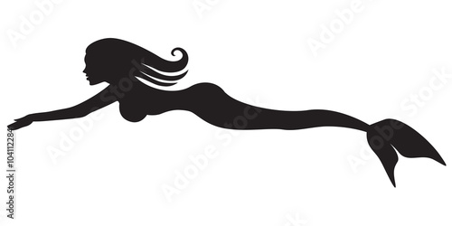 Silhouette of swimming mermaid