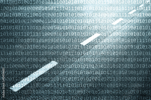 Принти на полотні Concept binary code numbers travel information on blue road background