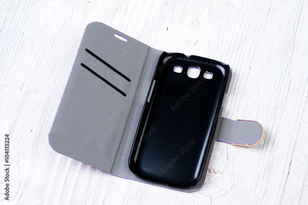 Grey and black wallet case cover for smart phone