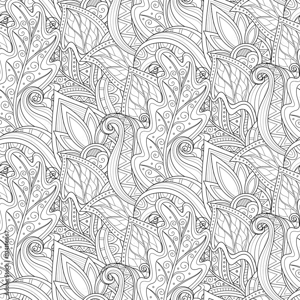 Vector Seamless Monochrome Floral Pattern Vector Seamless Monochrome Floral Pattern