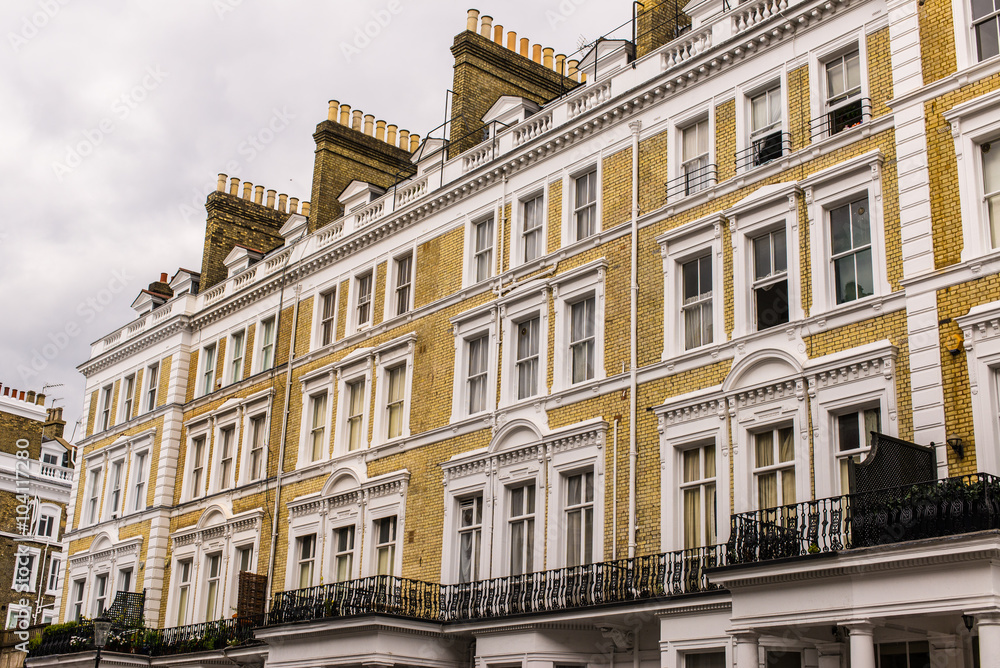 Fototapeta premium Facade of an opulent British Victorian Edwardian terraced flat