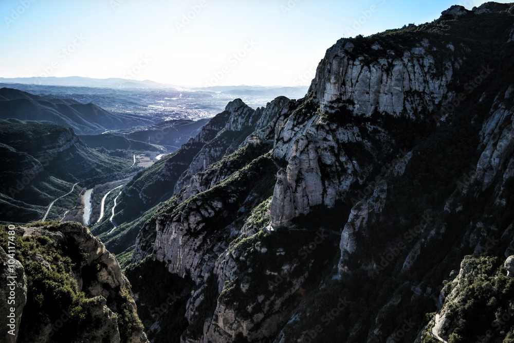 Fototapeta premium Montserrat mountain in Barcelona, Spain, view on the sea