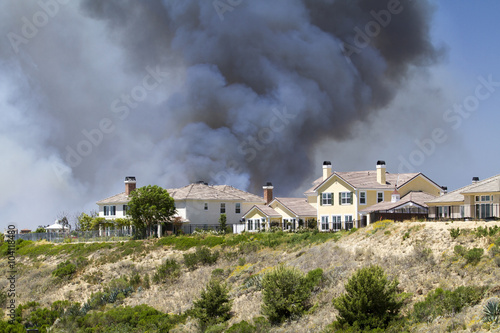 Brush Fires In A Residential Area In California