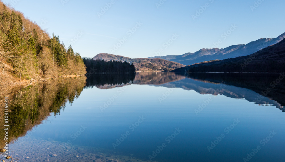 Beautiful landscape with Bohinj Lake in Slovenia.