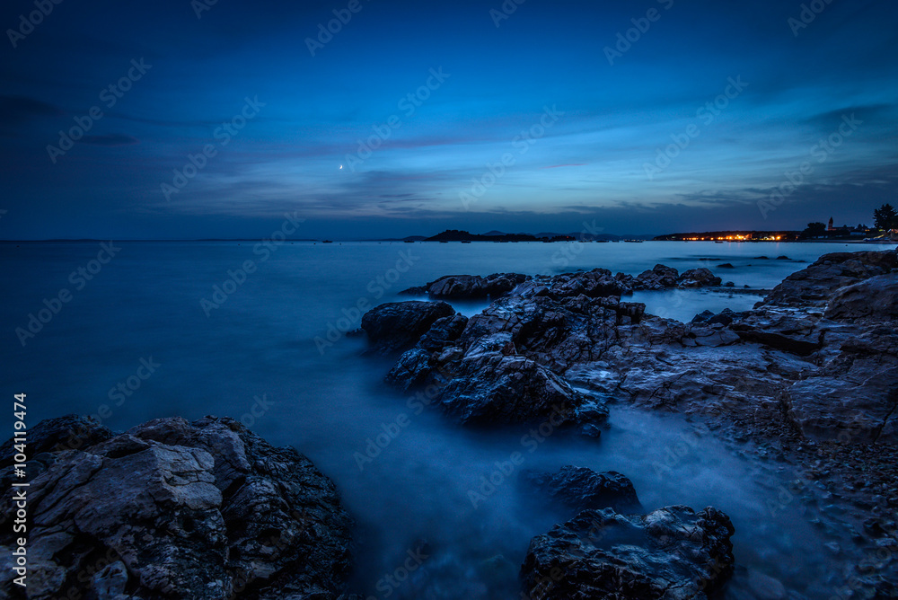 Fototapeta premium Night sky over the sea during summer evening in Croatia