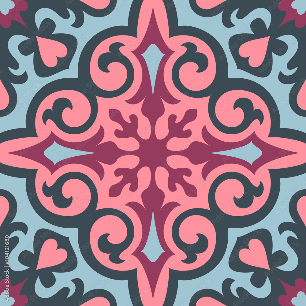 Set with Beautiful ornamental tile background. Set with Beautiful ornamental tile background.