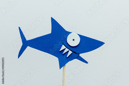 eva foam blue shark on white background photo