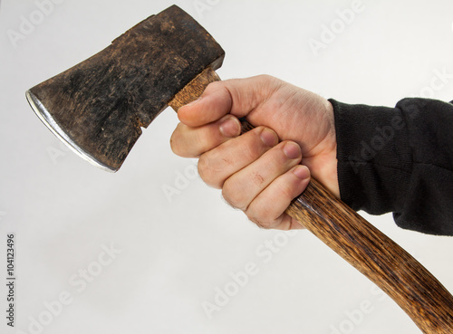 isolated male hand with tools