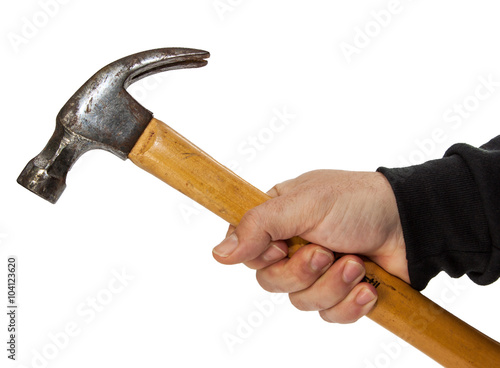 isolated male hand with tools