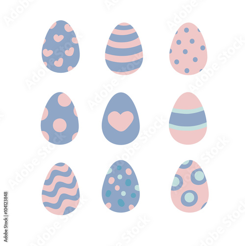 Set of rose quartz and serenity vector Easter eggs