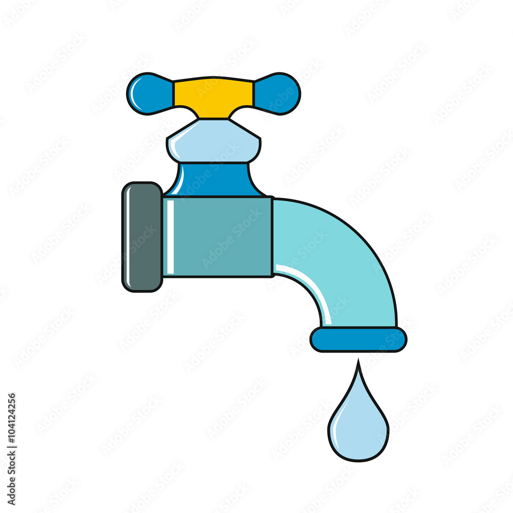 Water tap with drop on white background Water tap with drop on white background