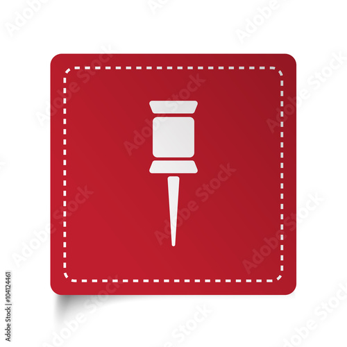 Flat Pushpin icon on red sticker