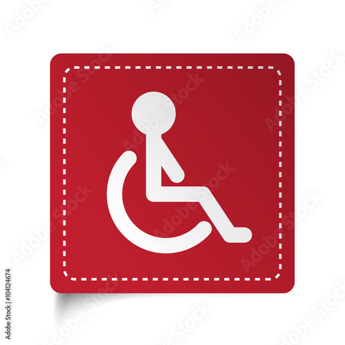 Flat Wheel Chair icon on red sticker