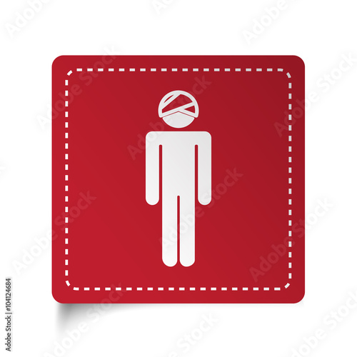 Flat Head icon on red sticker