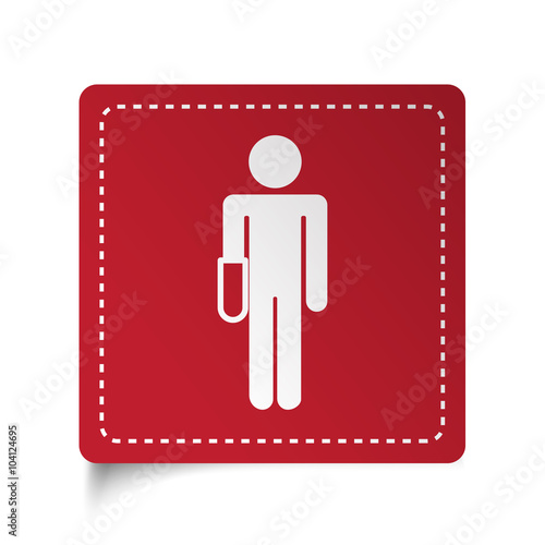 Flat Hand icon on red sticker