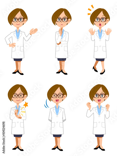白衣の女性6種類のポーズと仕草