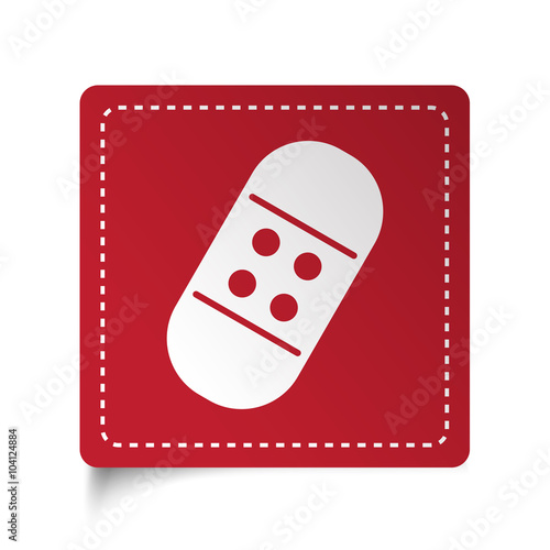 Flat Adhesive Bandage icon on red sticker