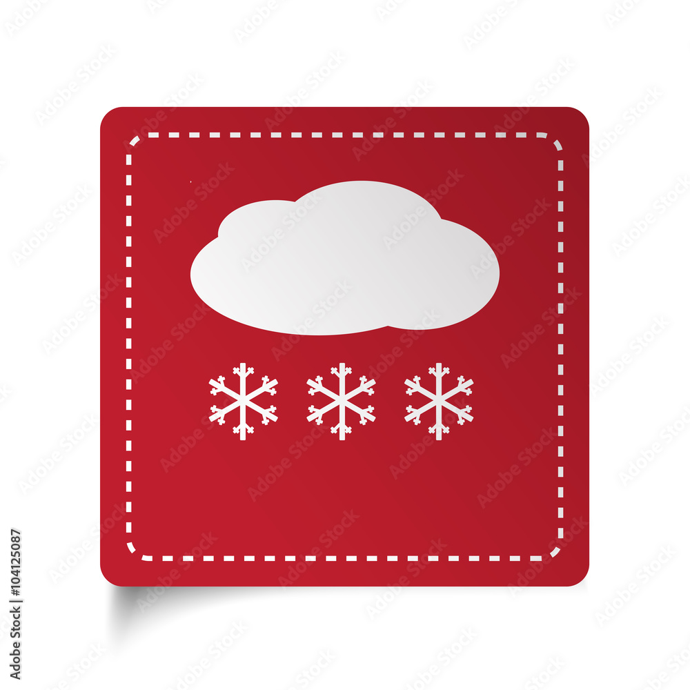 Flat Snow icon on red sticker