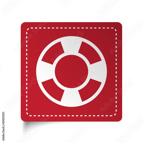 Flat Life Buoy icon on red sticker