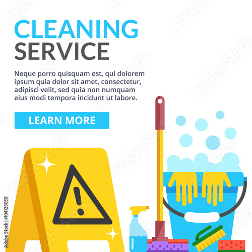 Cleaning service flat illustration. Flat vector illustration
