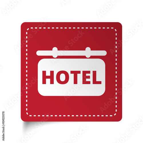 Flat Hotel Sign icon on red sticker