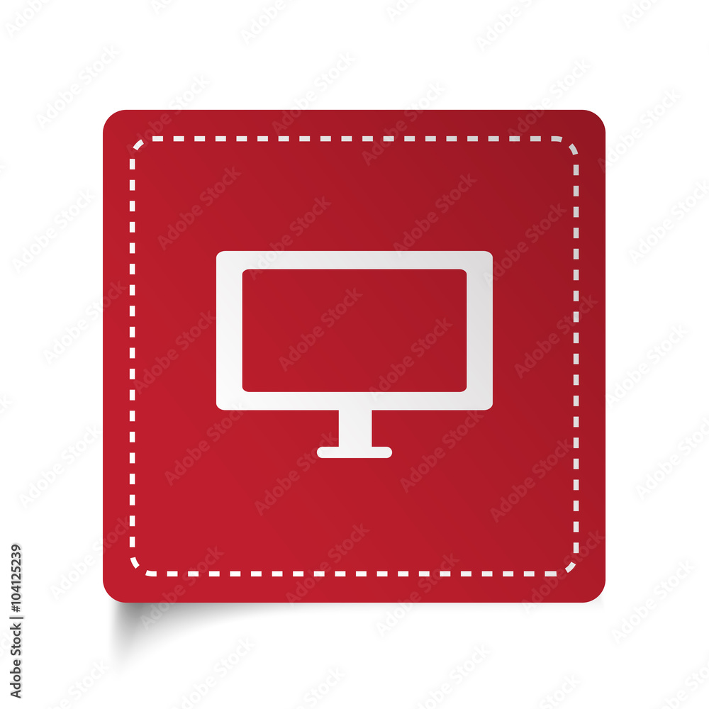Flat Computer Screen icon on red sticker Flat Computer Screen icon on red sticker