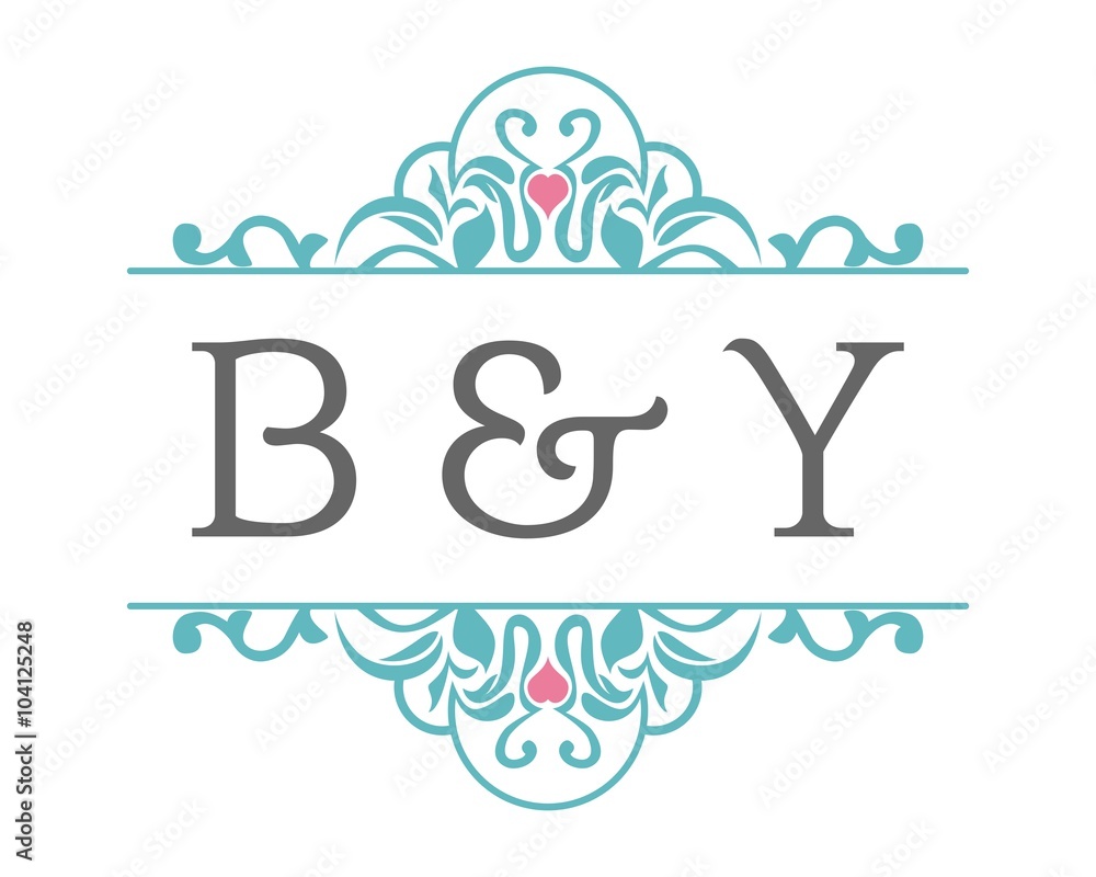 B & Y Initial Wedding Ornament Logo B & Y Initial Wedding Ornament Logo